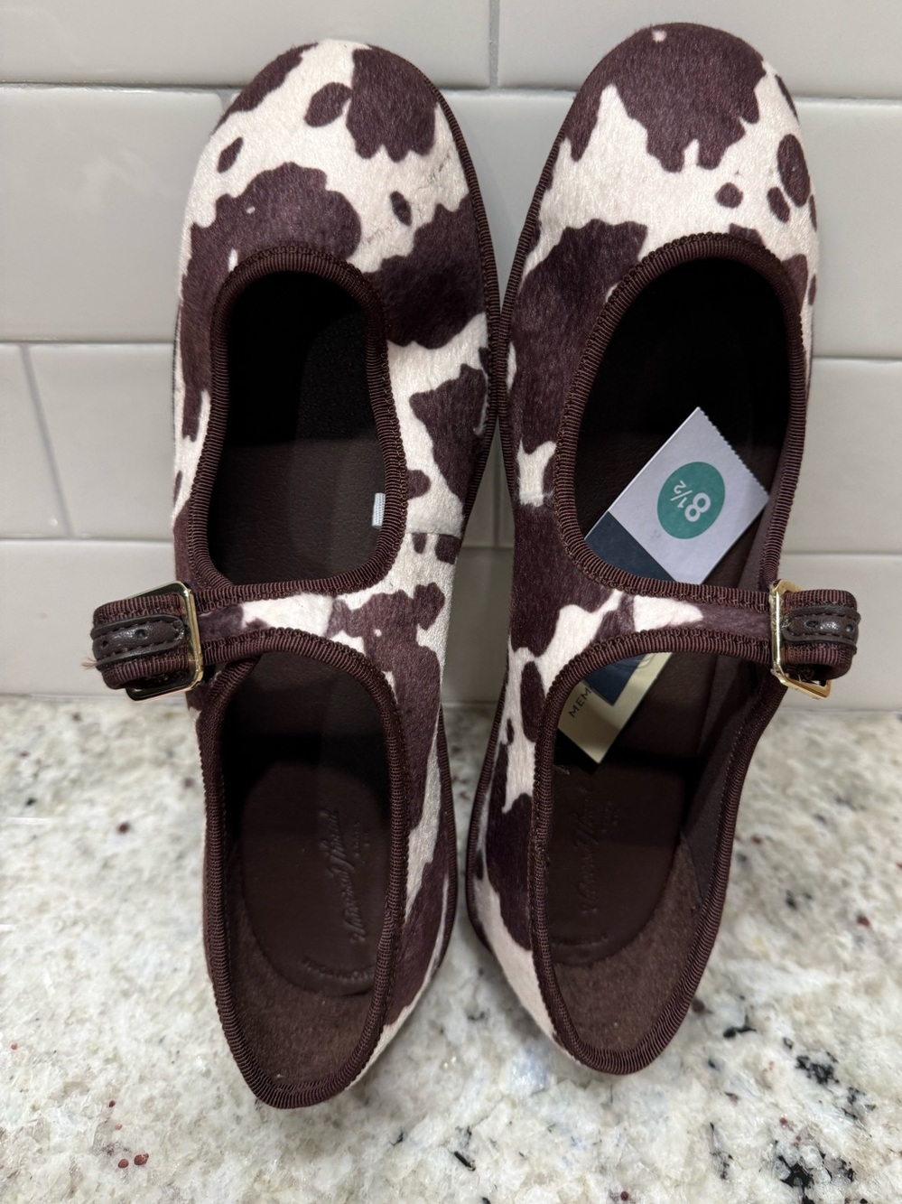 Universal Thread Brown & White Cowprint Mary Jane Shoes Size 8 NWOT or 8 1/2 NWT - Picture 3 of 16
